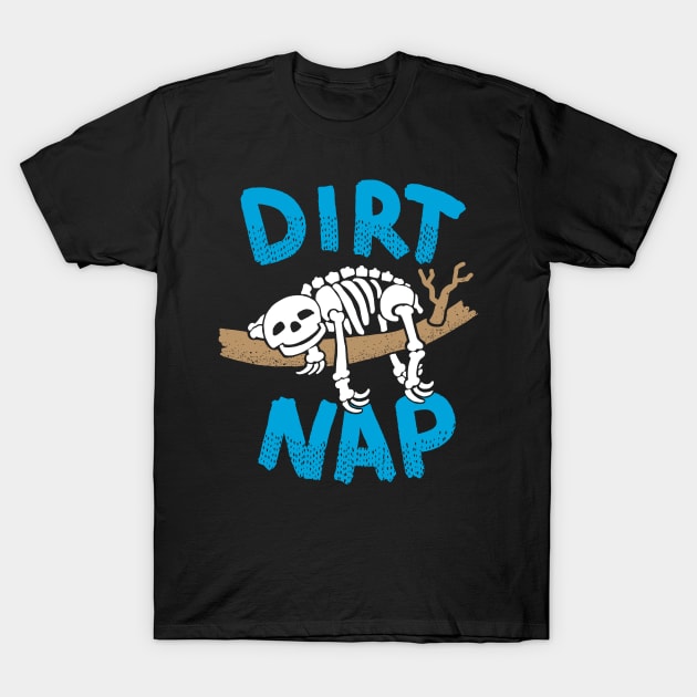 Funny Sloth Skeleton Taking a Nap Cute and Spooky T-Shirt by Huhnerdieb Apparel